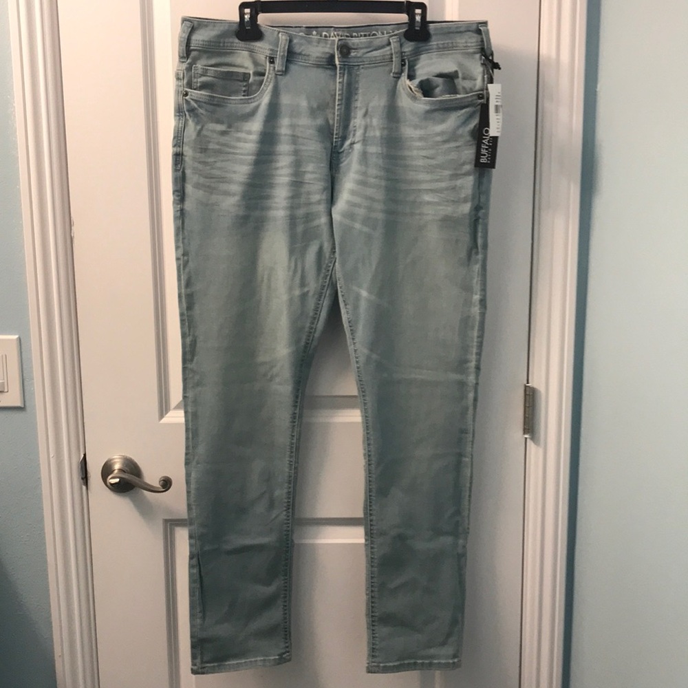 Buffalo David Button Skinny Jeans Stretchy Light Wash